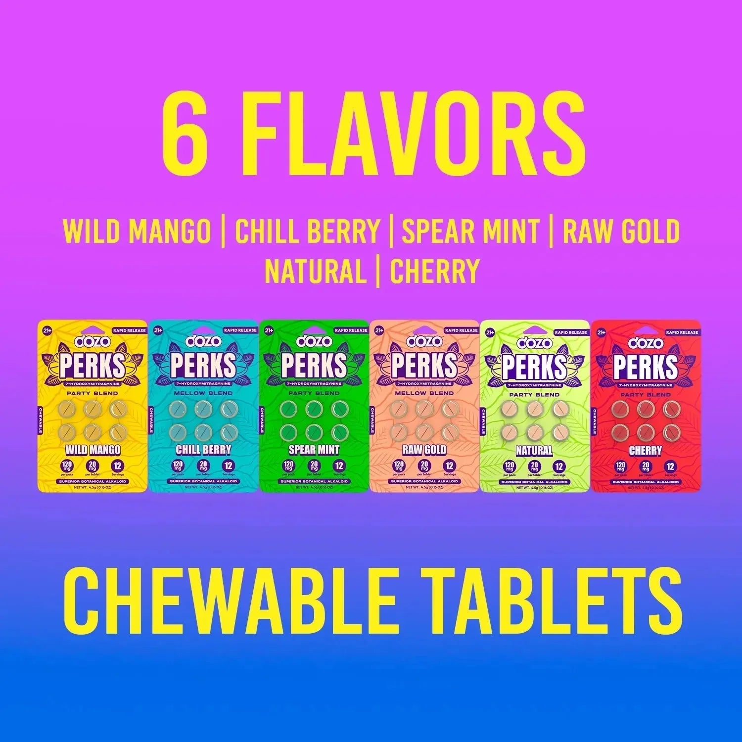 Dozo PERKS 7-Hydroxy Tablets 120mg 10ct Display - Coastal Kratom Co