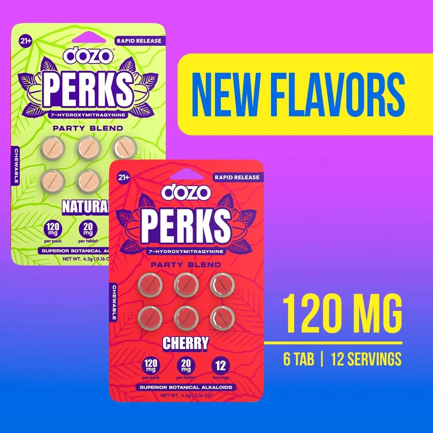 Dozo PERKS 7-Hydroxy Tablets 120mg 10ct Display - Coastal Kratom Co