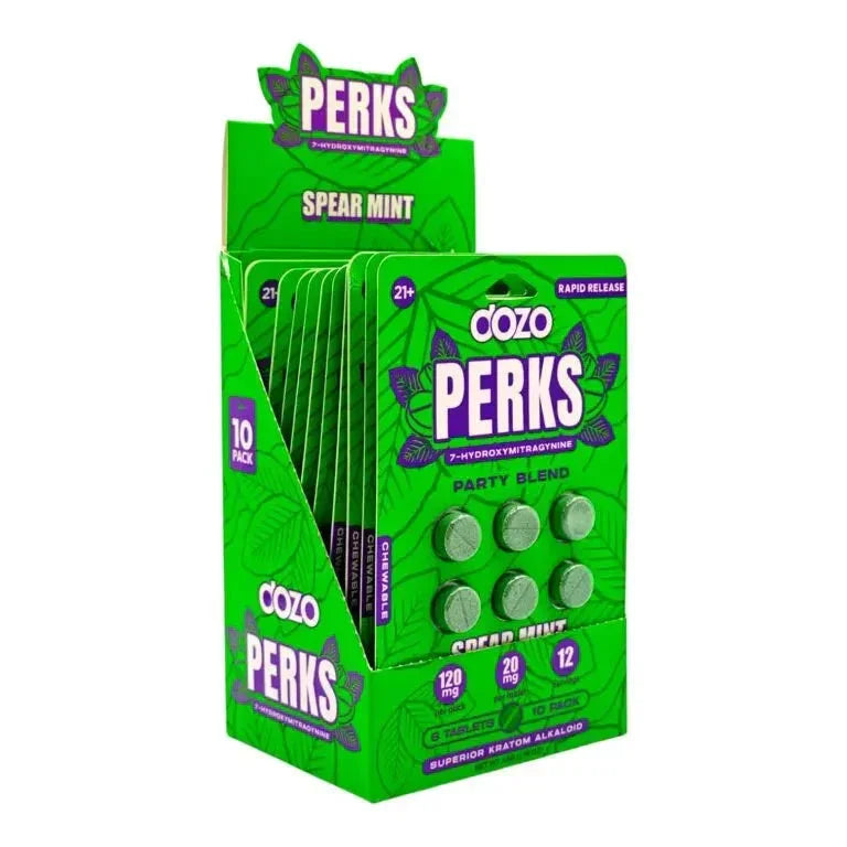 Dozo PERKS 7-Hydroxy Tablets 120mg 10ct Display - Coastal Kratom Co