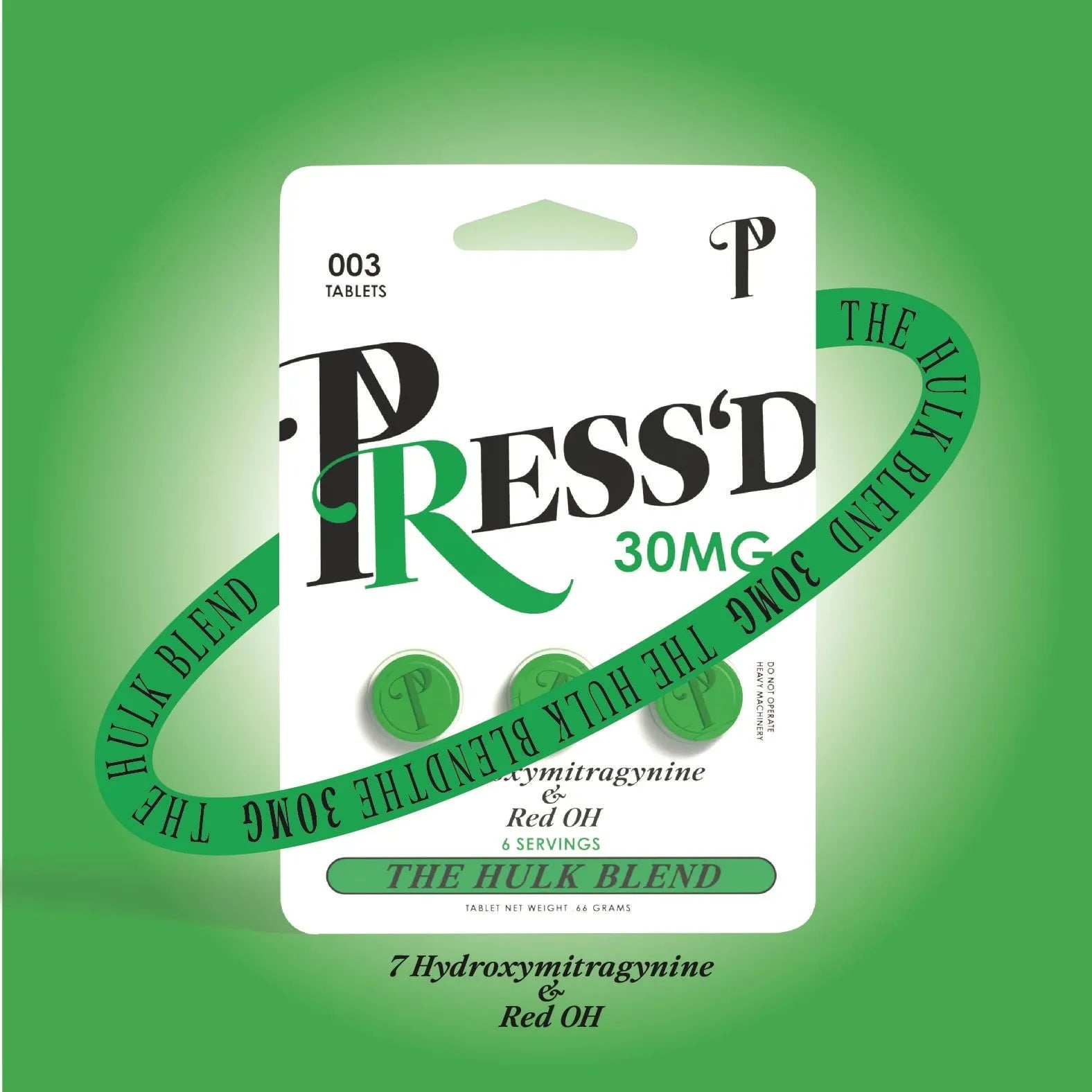 Press'd Hulk Blend Kratom Tablets 30mg Trippy Sugar Coastal Hemp Co