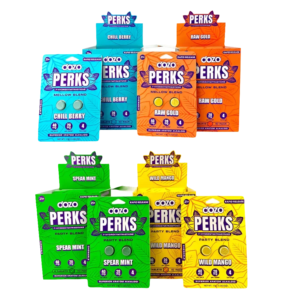 Dozo PERKS 7-Hydroxy Tablets 40mg Display 10 count - Coastal Kratom Co