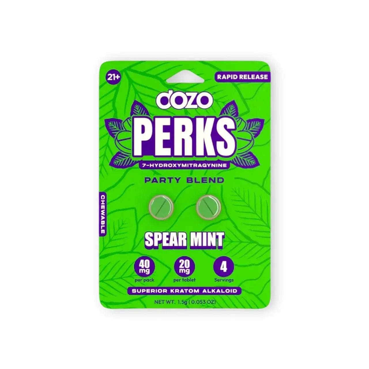 Dozo PERKS 7-Hydroxy Tablets 40mg Display 10 count - Coastal Kratom Co