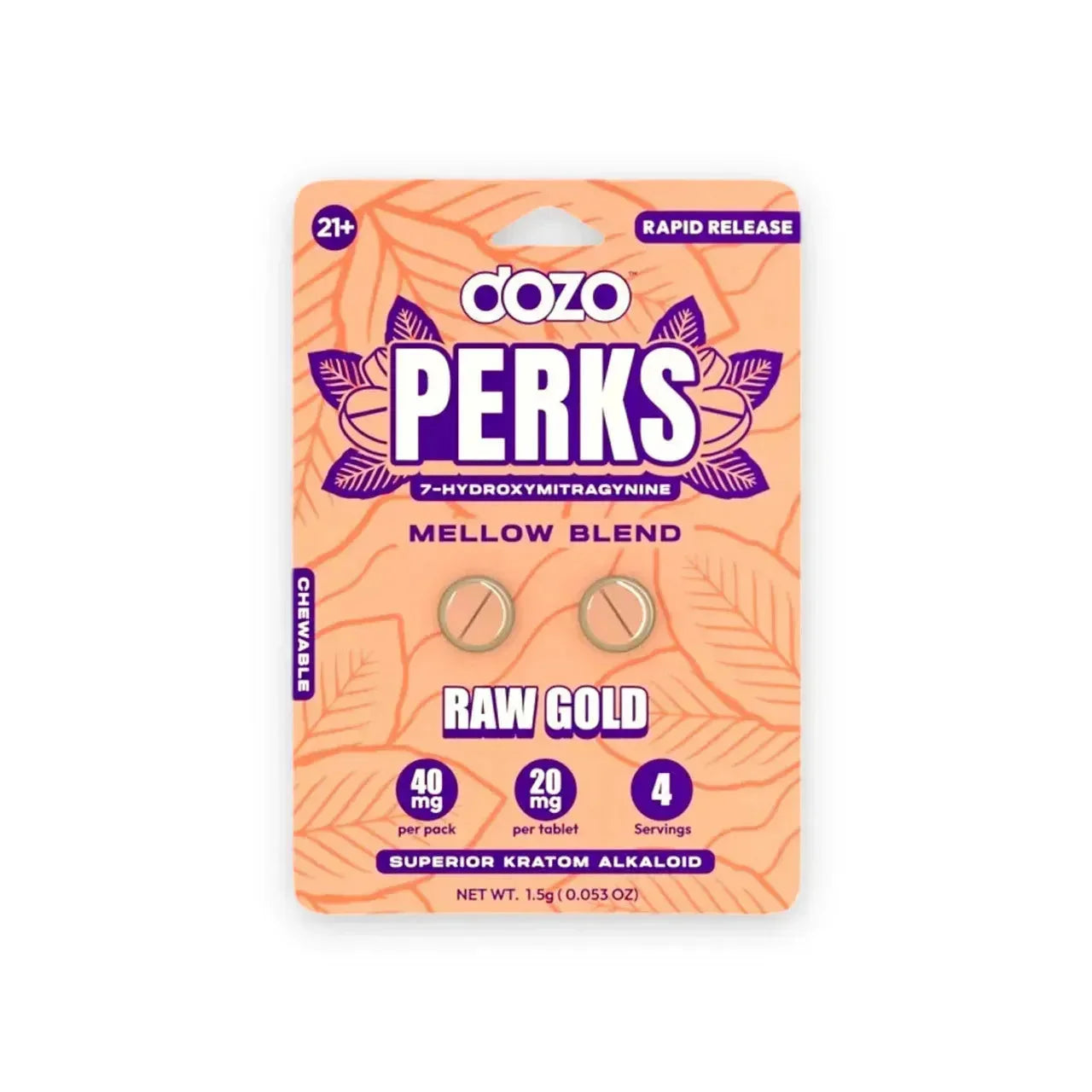Dozo PERKS 7-Hydroxy Tablets 40mg Display 10 count - Coastal Kratom Co
