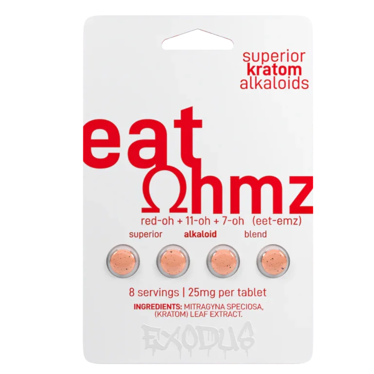 Eat Ohmz 7-Hydroxy 18mg Kratom Tablets Exodus Labs Coastal Hemp Co
