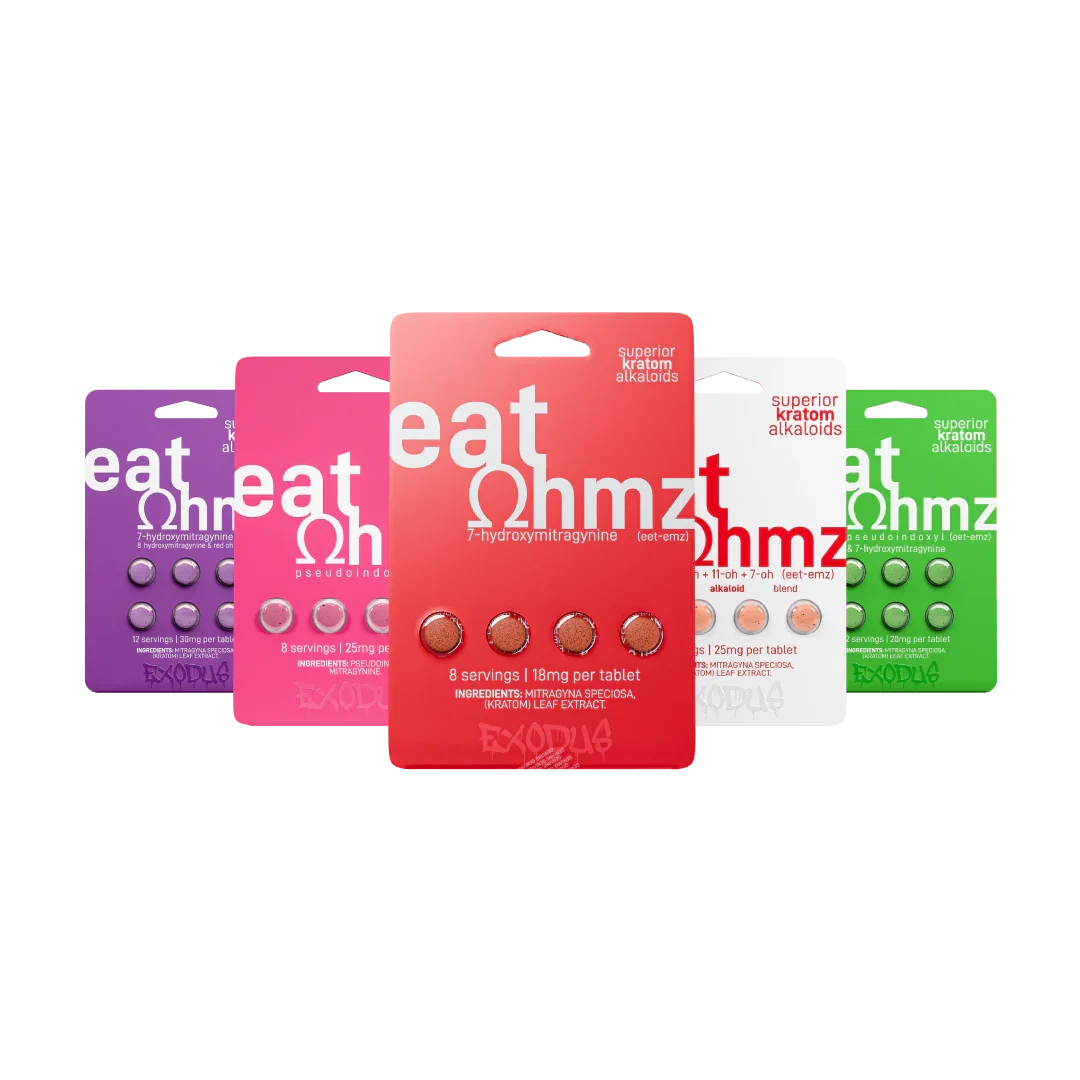 Eat Ohmz 7-Hydroxy 18mg Kratom Tablets Exodus Labs Coastal Hemp Co