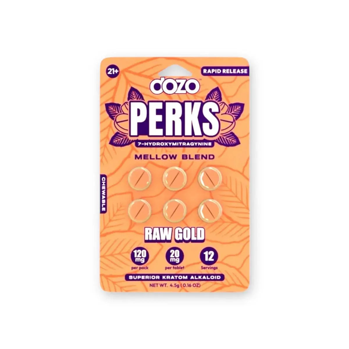Dozo PERKS 7-Hydroxy Tablets 120mg 10ct Display - Coastal Kratom Co