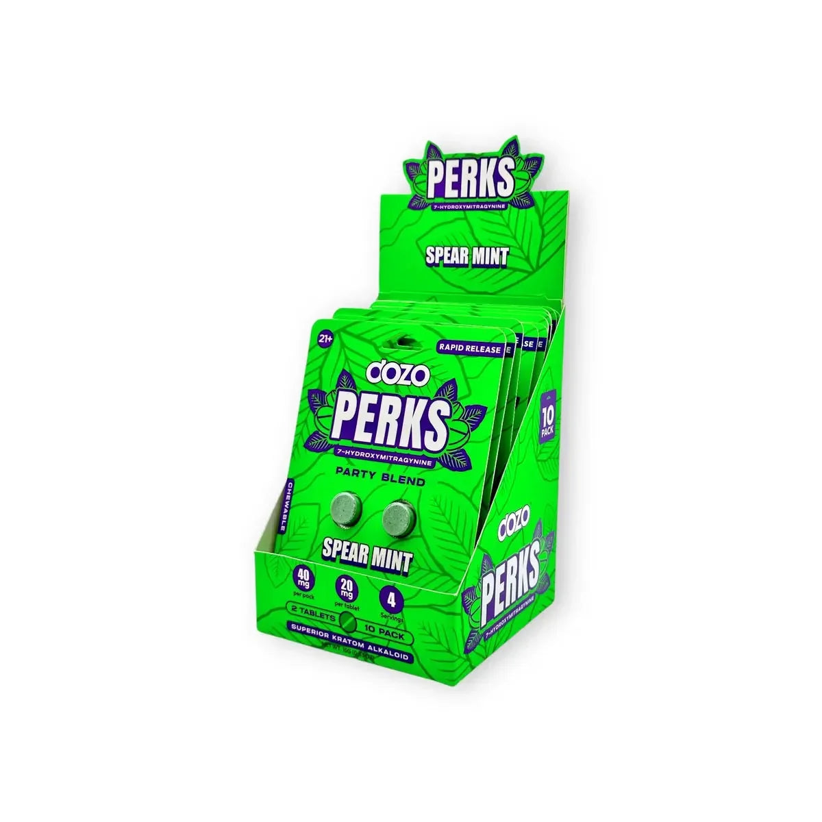 Dozo PERKS 7-Hydroxy Tablets 40mg Display 10 count - Coastal Kratom Co
