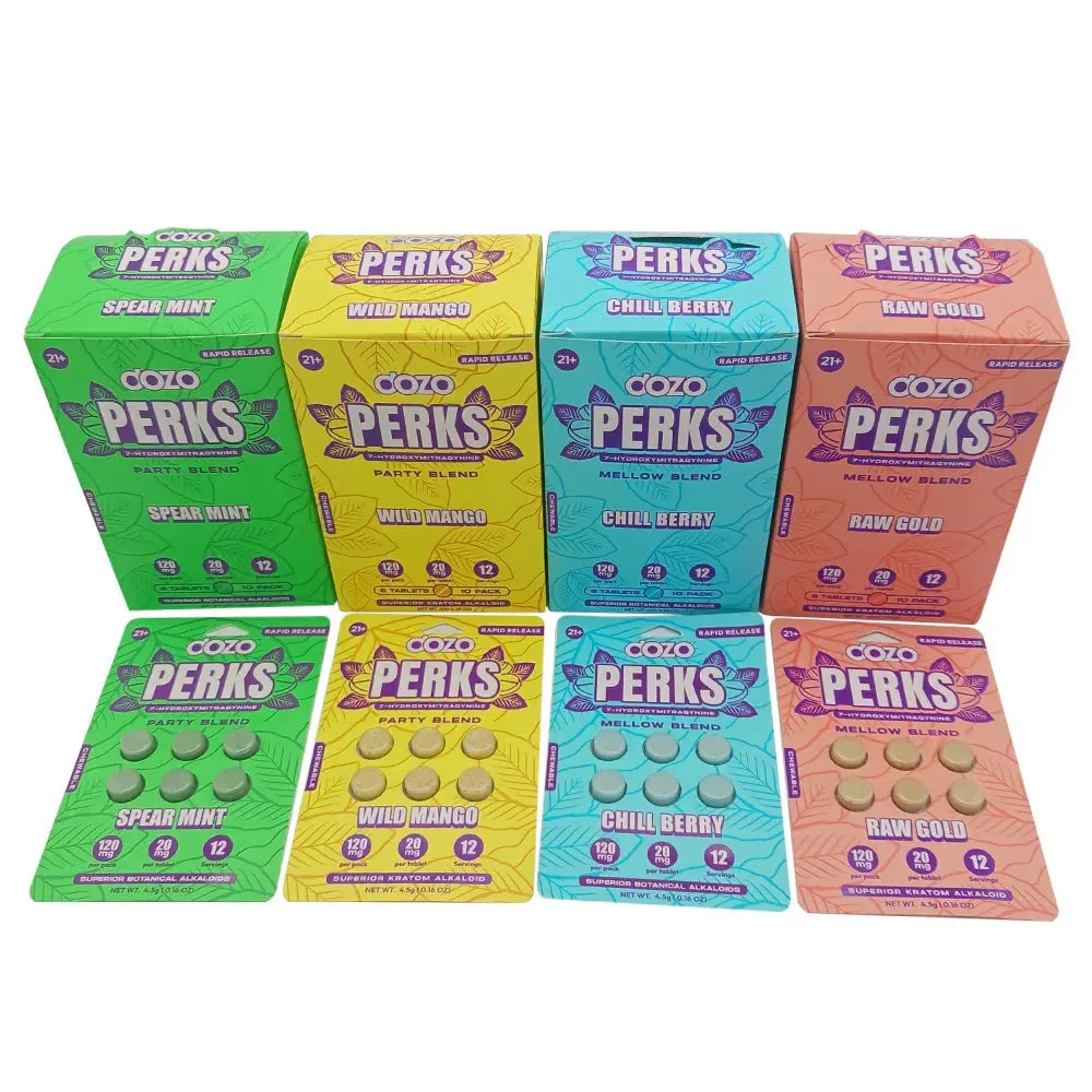 Dozo PERKS 7-Hydroxy Tablets 120mg 10ct Display - Coastal Kratom Co
