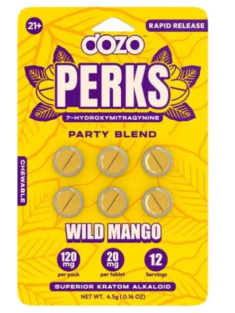 Dozo PERKS 7-Hydroxy Tablets 120mg 10ct Display - Coastal Kratom Co