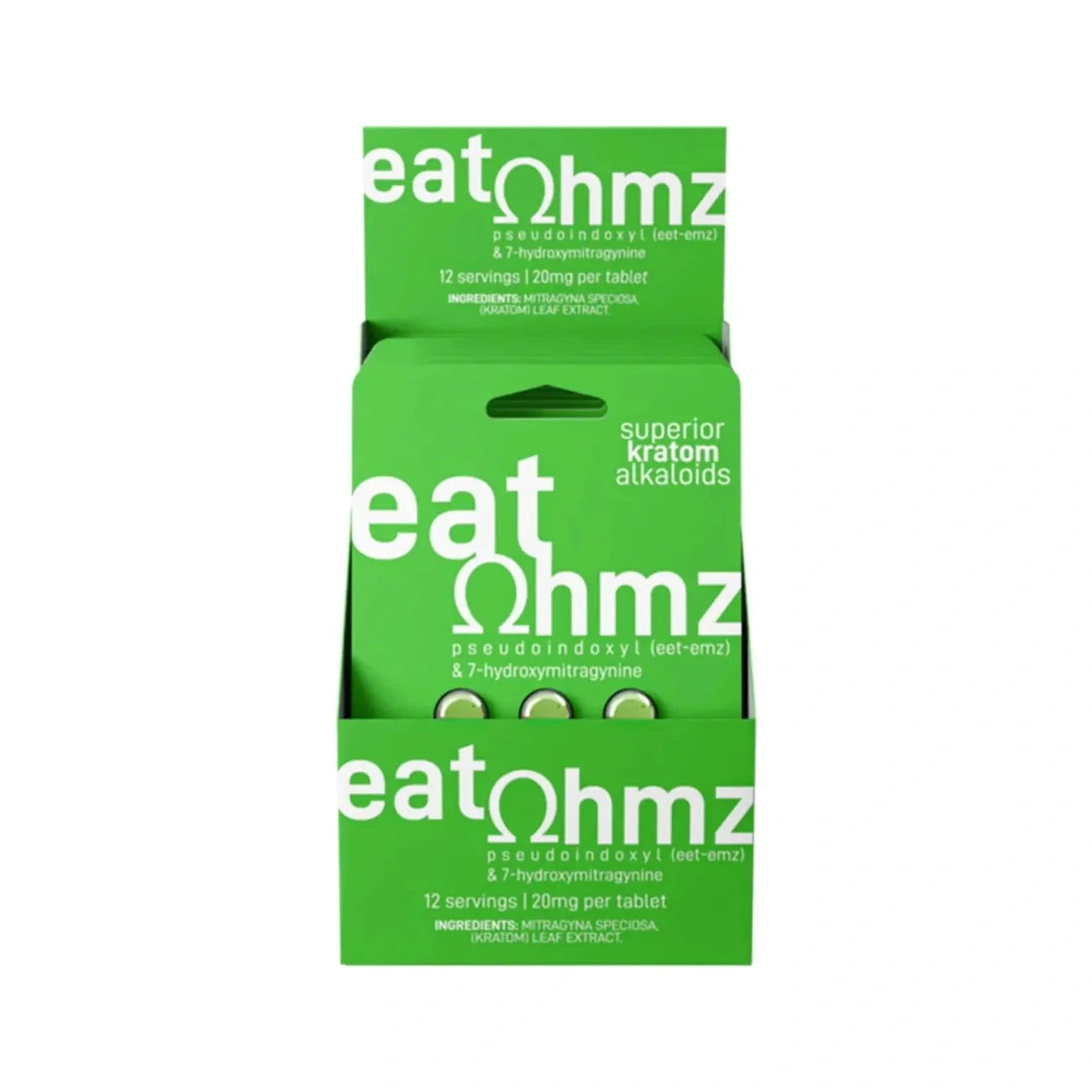 Eat Ohmz Pseudo + 7-OH Green Kratom Tablets – 100mg – 6ct Exodus Labs Coastal Hemp Co