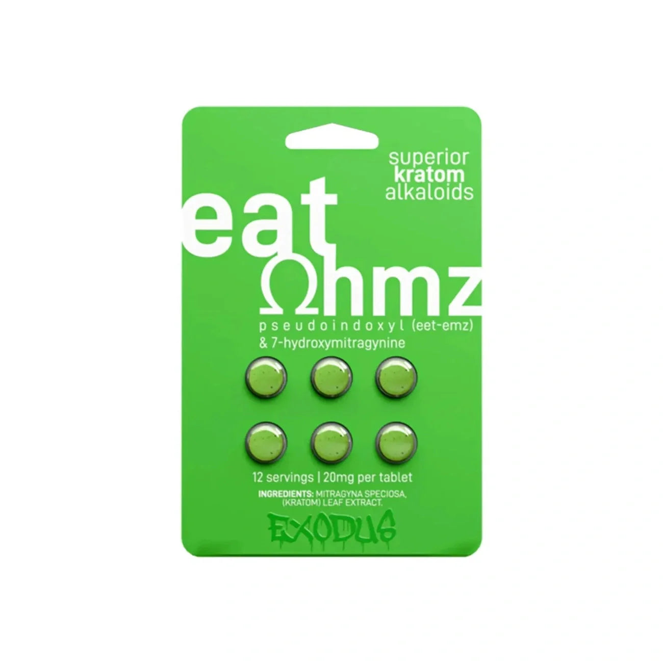 Eat Ohmz Pseudo + 7-OH Green Kratom Tablets – 100mg – 6ct Exodus Labs Coastal Hemp Co