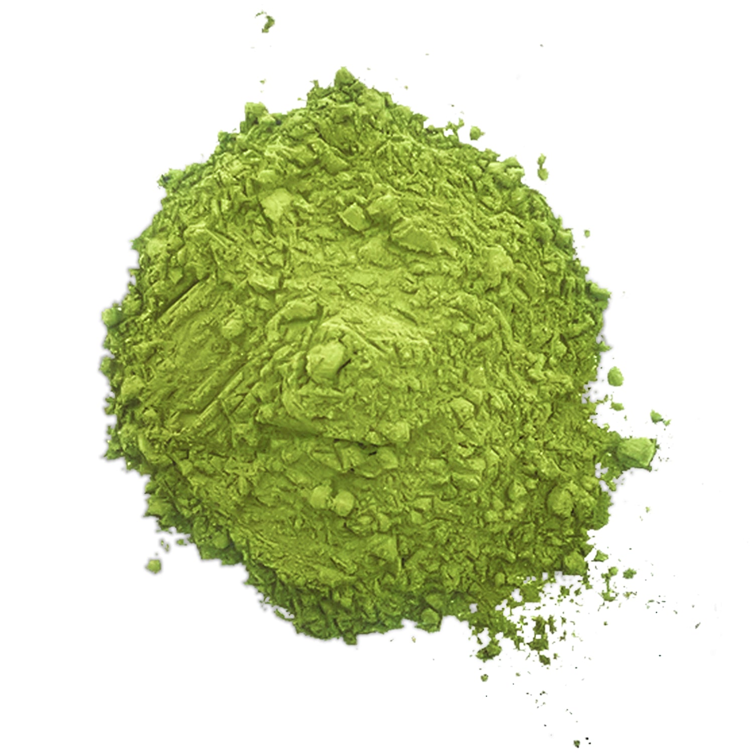 Green powder on a white background