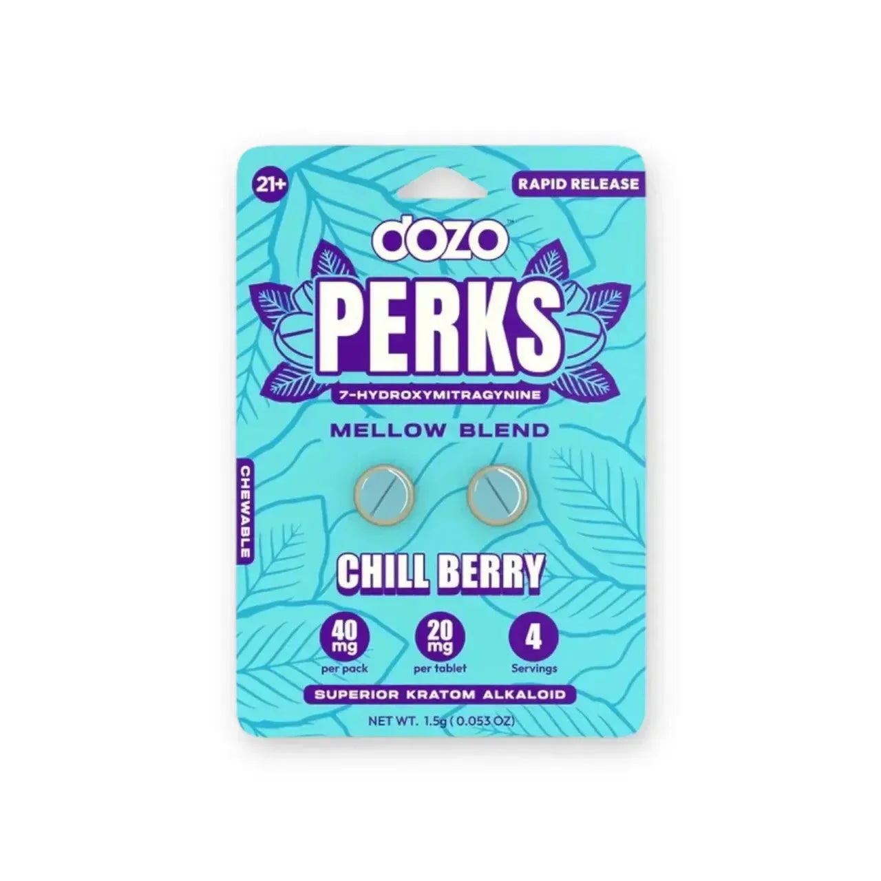 Dozo PERKS 7-Hydroxy Tablets 40mg Display 10 count - Coastal Kratom Co
