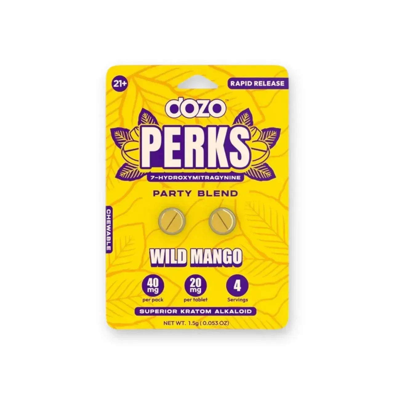 Dozo PERKS 7-Hydroxy Tablets 40mg Display 10 count - Coastal Kratom Co