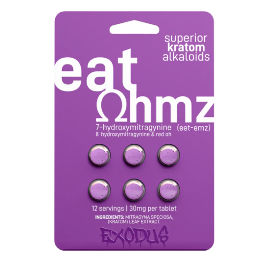 Eat Ohmz 7-Hydroxy 18mg Kratom Tablets Exodus Labs Coastal Hemp Co