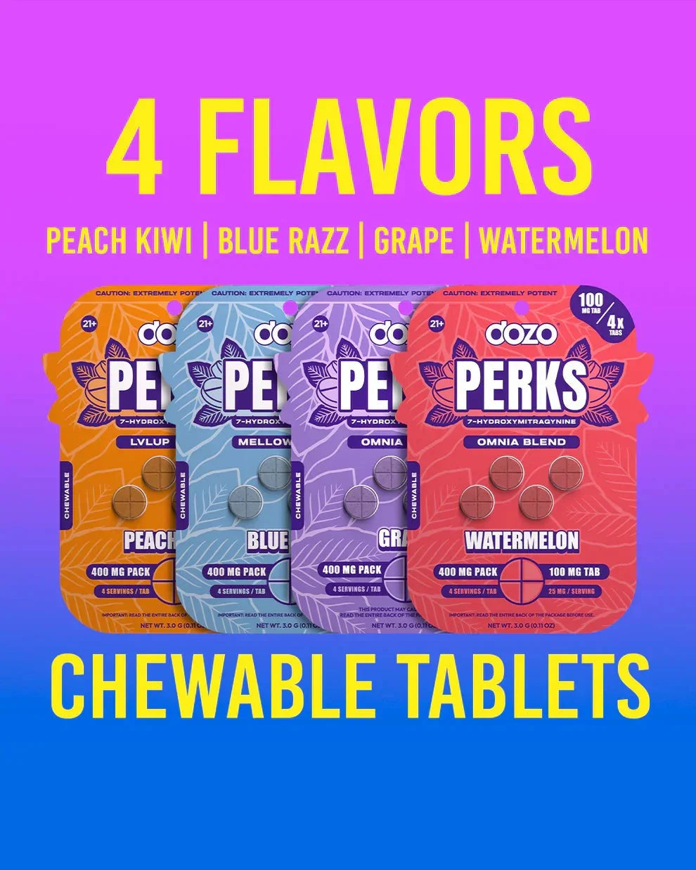 Dozo PERKS 7-Hydroxy Tablets Mellow Blend 400mg Dozo Coastal Hemp Co