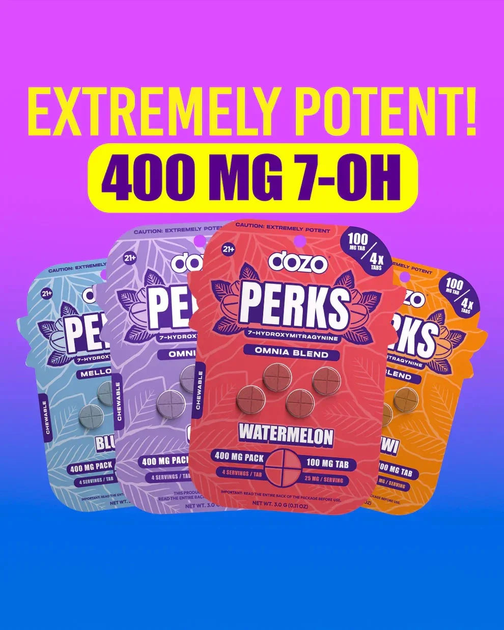 Dozo PERKS 7-Hydroxy Tablets Mellow Blend 400mg Dozo Coastal Hemp Co